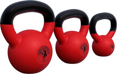 Kettlebell GORILLA SPORTS 2-32 кг, чавунна, з вініловим покриттям, для фітнесу та тренувань