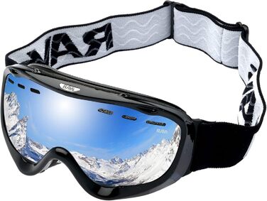 Гірськолижна маска Ravs SNOWBOARDBRILLE STRONG Silver для сноуборду та лиж, дзеркальна лінза, захист від ультрафіолету