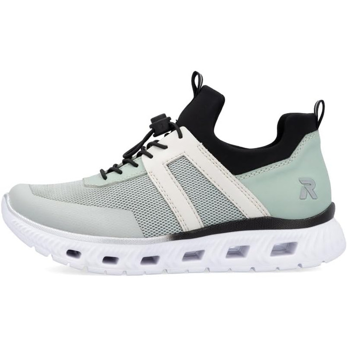 Rieker M6061: Жіночі сліпони-кеди зелені комбіновані, 38 EU - зручне взуття Rieker