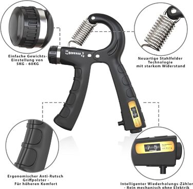 ALPHASKIN Handtrainer Преміум: Набір для тренування сили рук та пальців (2/5 шт.) | Grip Trainer, Підтримка зап'ястя, Фітнес