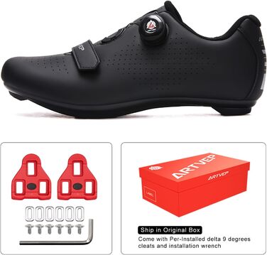 Велосипедні черевики для чоловіків та жінок. Сумісні з педалями Look SPD, SPD-SL, Delta Lock. Підходять для педалей Peloton. Розмір 43 EU, чорний колір