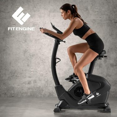 Велотренажер FitEngine з алюмінієвим маховиком, 24 рівні навантаження, 28 програм, регульоване сидіння, сумісний з додатками, для зросту до 195 см та ваги до 120 кг