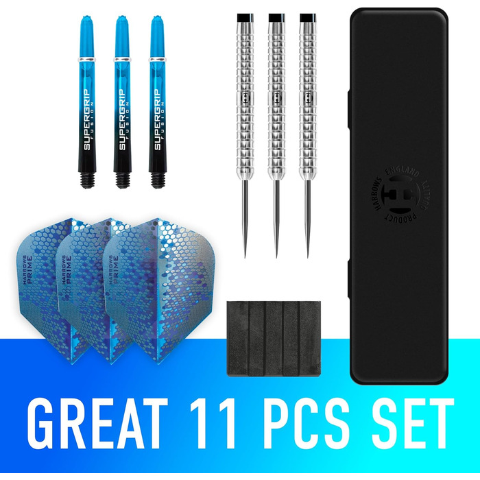 Дарти Harrows Pulse 90% Tungsten - сталеві дротики з кейсом 21/22/23/24/25/26г + Supergrip Fusion та Prime Flights