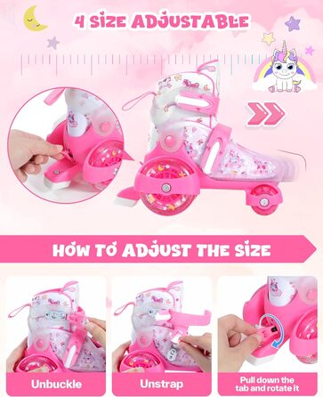 Дитячі ролики для дівчаток, регульовані, розмір 24-31, рожеві