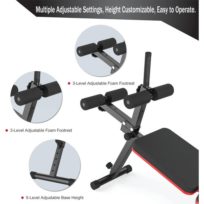 Скляна та плоска лава для тренувань, складана, з регулюванням кута нахилу, для тренувань всього тіла, чорна, оновлена версія, вантажопідйомність 300 кг