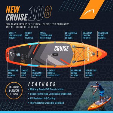 Надувний  SUP-борд Bluefin Cruise 10'8: для дорослих, з аксесуарами Sunburst Orange