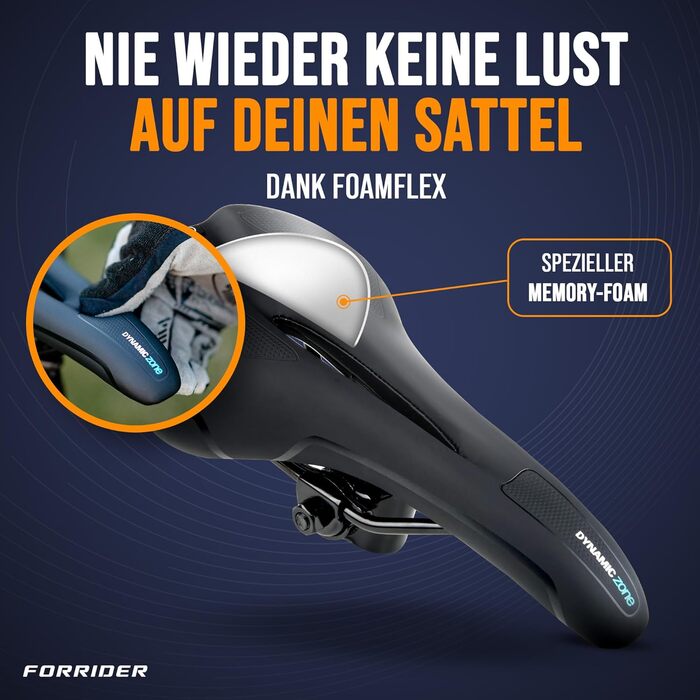 Ергономічне велосипедне сідло Forrider 2025, з пам’яттю форми та інноваційною амортизацією, для максимального комфорту їзди. Універсальне сідло для міського, гірського, шосейного та трекінгового велосипеда, підходить для жінок і чоловіків.