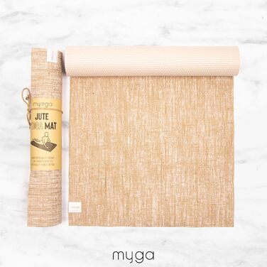 MYGA килимок для йоги з джуту Aqua, нековзкий, для фітнесу, пілатесу, медитації, з ременем для перенесення, універсальний для дому та студії, для чоловіків і жінок