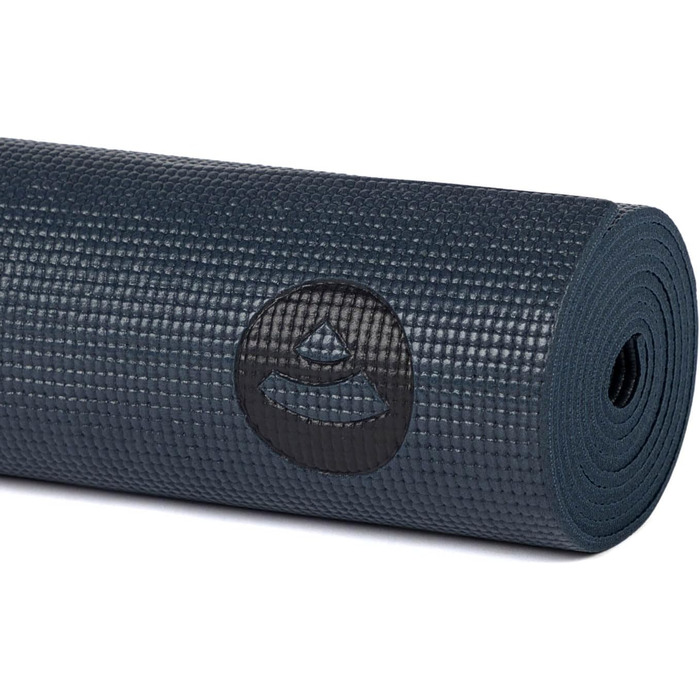 Йога мат Bodhi Leela Collection | Нековзна спортивна мат | Безпечна та миюча мат | PVC мат для йоги, пілатесу та гімнастики Yantra/Alignment, темно-синій