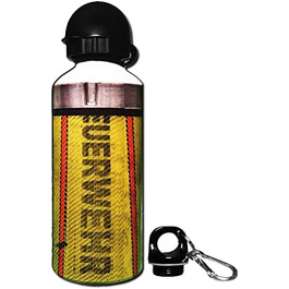 Пляшка для води EINSATZGEIL FIREBOTTLE 600 мл, пожежний шланг, жовта, з 2 кришками та карабіном, дизайн шлангу, для спорту, туризму