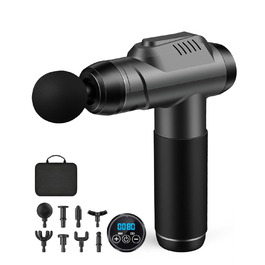 Масажний пістолет Massage Gun для м'язів: перкусійний масажер з 99 швидкостями, 8 насадками, до 9800 об/хв, амплітуда 14 мм, LED сенсорний екран, 35 дБ, чорний