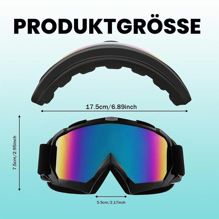 Універсальні захисні окуляри для лиж, сноуборду та мотокроссу (Ski & Motocross Goggles) з чохлом, сумісні з окулярами для зору