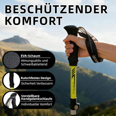 Складні трекінгові палиці | Телескопічні палиці для ходьби | Палиці для Nordic Walking та гірських походів | Алюміній, 115-135 см