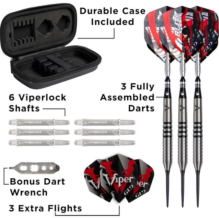 Дротики для дартсу Viper Blitz 95% вольфрам, 26 г, з футляром