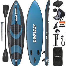 Надувний SUP-борд JOOLOOG Stand Up Paddle Board з сидінням для каяків, 320 x 81 x 15 см (Блакитний)