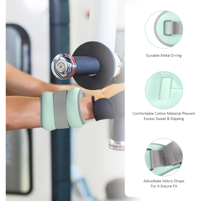 Ваги для ніг та рук, манжети для щиколоток та зап'ясть, 0,5 кг, синій, для пілатесу, йоги, ходьби, бігу, аеробіки (2 шт.)