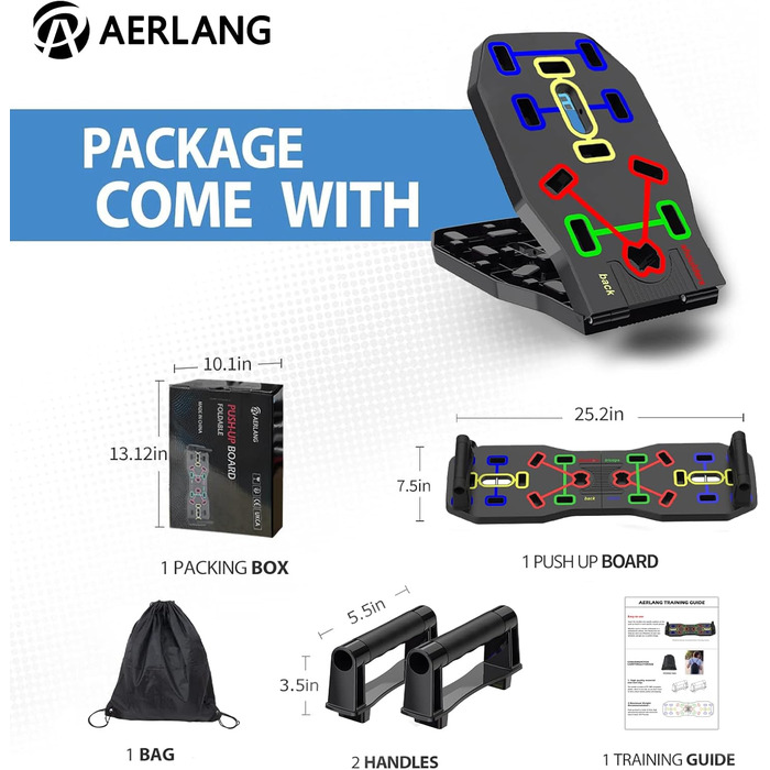 Мультифункціональна віджимна дошка AERLANG P1, портативна, складна, 10-в-1, професійний тренажер для віджимань, ручки для підлоги