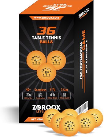 Набір тенісних кульок ZOROOX 3 зірки, 40+ | 9, 18, 36 або 72 кульки в упаковці | Якісні тренувальні кульки ABS для гри в приміщенні та на вулиці, змагання та розваги (Оранжеві)