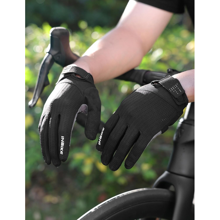 Велосипедні рукавички INBIKE для чоловіків, чорні, розмір L, 2 пальці, сенсорний екран, зносостійкі, дихаючі, світловідбиваючі