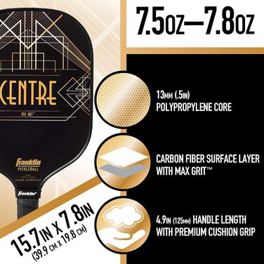 Падл для піклболу Franklin Sports Ben Johns Aspen Kern Pro з MaxGrit, чорний