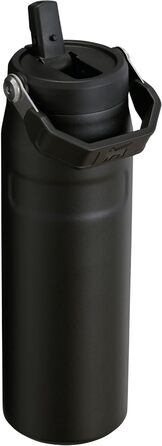 Термобутилка Stanley Flip Straw 2.0 з трубочкою 0,7 л, чорна, термос, зберігає холод до 12 годин, тримає лід до 3 днів, BPA-free, не протікає, підходить для автотримача, можна мити в посудомийці