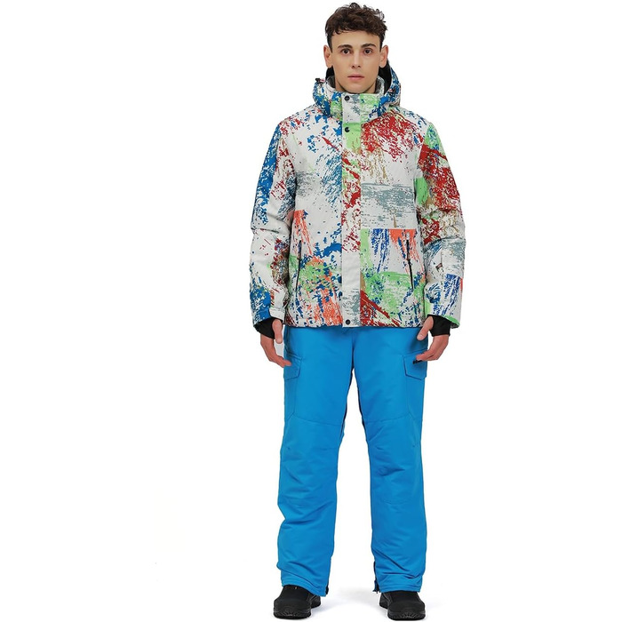 Чоловічий зимовий костюм для сноубордингу та катання на лижах, водонепроникний, вітронепроникний, теплий, для походів та скелелазіння, розмір L, колір блакитний