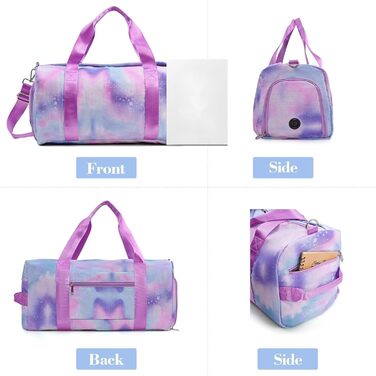 Дитяча спортивна сумка-рюкзак з відділенням для взуття та мокрою одежі, для плавання, гімнастики, танців, для дівчаток, яскрава, з принтом 'Райдуга', фіолетовий колір