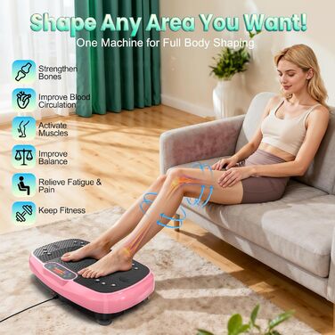 Віброплатформа для фітнесу з подвійними моторами, 160 кг, рожева. Для схуднення, тренування всього тіла та нарощування м'язів.