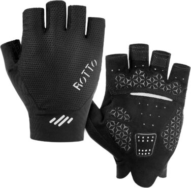 Велосипедні рукавички ROTTO напівпальцеві, з підкладкою, унісекс, чорні, розмір S
