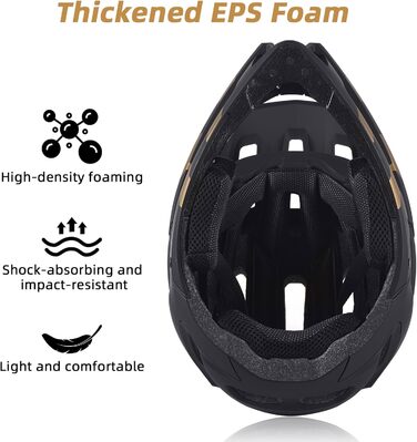 Велошолом Lixada MTB Full Face для гірського велосипеда, вентиляція, легкий, розмір L (59-62 см), чорний із золотом