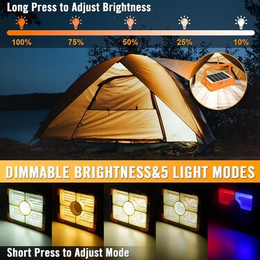 Акумуляторний сонячний прожектор Baustrahler 100W з 466 LED, 10000LM, USB, IP66, для будівництва, кемпінгу, гаража, надзвичайних ситуацій