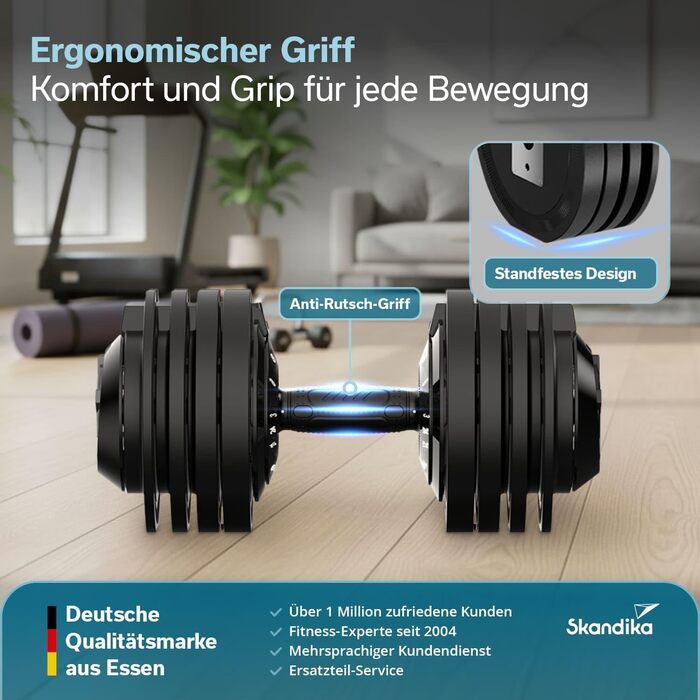 Штанга Skandika Hanteln Paino, регульована: гантелі, штанга, гиря, 1.5-24 кг. Набір гантелей для дому та спортзалу.