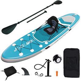 Надувний SUP Board JOOLOOG Stand Up Paddle Board (сапборд) для дорослих та підлітків, 300 кг, 10'2/10'5, 320 x 81 x 15 см (з сидінням 315 x 80 x 15 см)