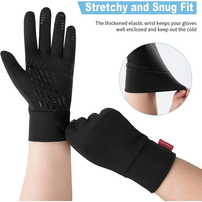 Велосипедні рукавички Lapulas з сенсорним екраном для чоловіків та жінок, чорні, XL