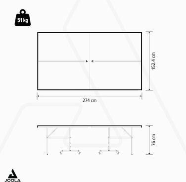 Стол для настільного тенісу JOOLA NOVA Outdoor – розкладний, регульована висота, вологостійкий, з сіткою (100A)