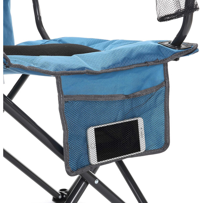 Складаний кемпінговий стілець ARROWHEAD OUTDOOR Deluxe з вбудованим охолоджувачем та підстаканником, водовідштовхувальна тканина (Синій, Стандарт)