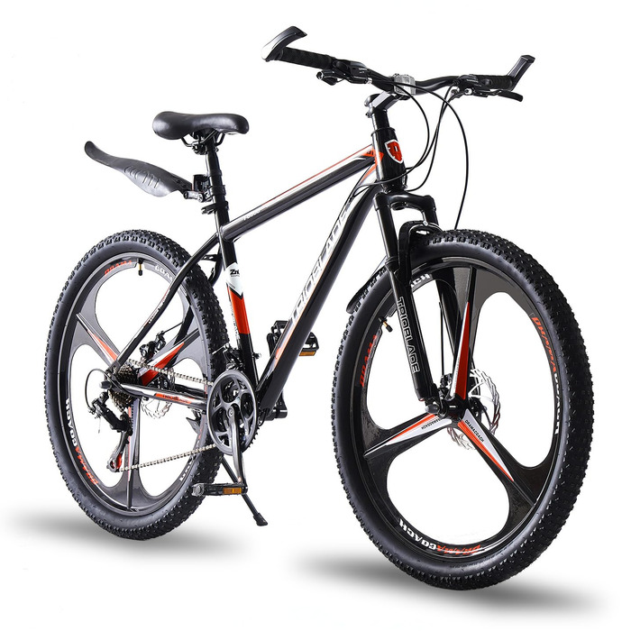 Гірський велосипед MTB 24 дюйми, 21 швидкість Shimano, Hardtail з амортизатором, дискові гальма, чорно-червоний