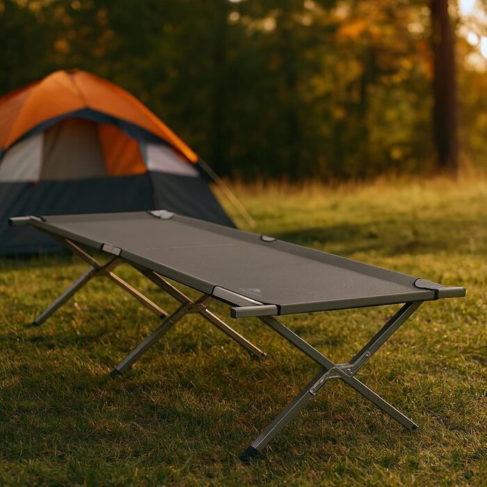 Ліжко похідне CampFeuer Feldbett (до 180 кг) 190x74.5x45.5 см сіре - для кемпінгу, риболовлі, пляжу