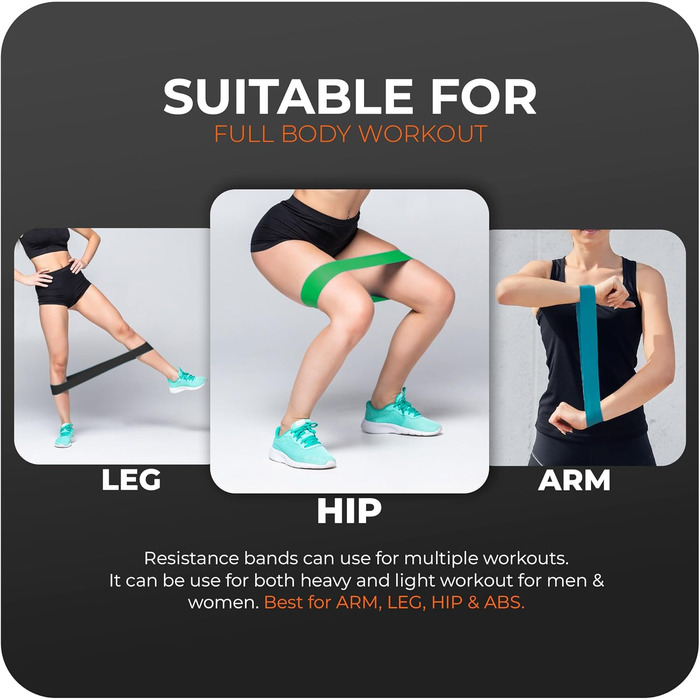 Фітнес-еластичні стрічки з 5 рівнями опору, латексні фітнес-стрічки з сумкою, для м'язів, пілатесу, йоги вдома, в спортзалі, для тренувань. Королівський фіолетовий колір для різного опору (багатобарвні).