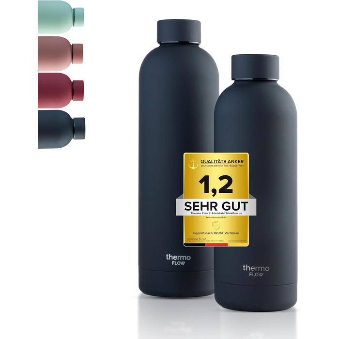 Термос-пляшка Thermo Flow з нержавіючої сталі 500 мл, чорна – BPA-free, ізольована, для води та газованих напоїв, не протікає, для дітей, школи та активного відпочинку