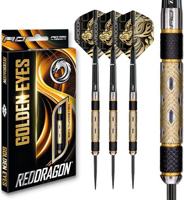 Професійні дротики RED DRAGON Golden Eye 24 г з оперенням і стрижнями для дартсу