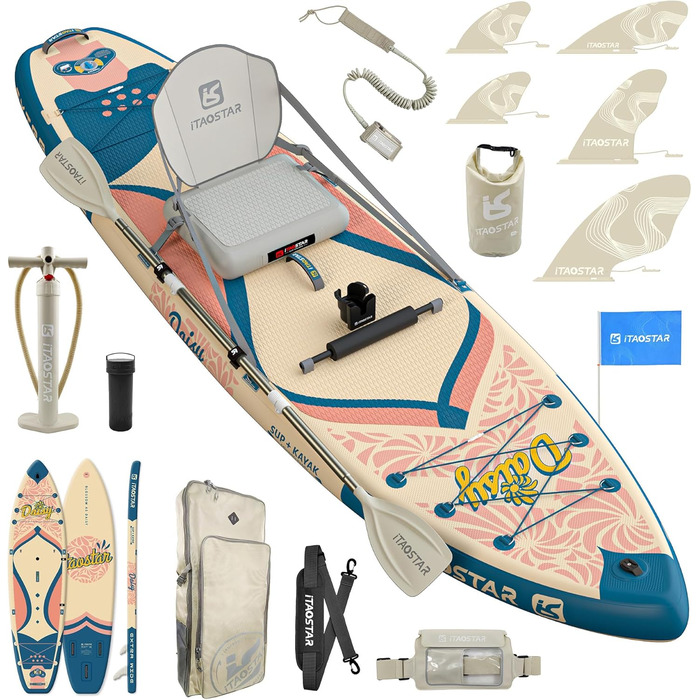 Надширока надувна SUP-дошка iTAOSTAR Daisy 35' для кращого балансу, з преміум аксесуарами, для дорослих і підлітків будь-якого рівня