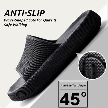 Чоловічі та жіночі шльопанці Cozislides Original - чорні, антиковзкі, для дому та вулиці (44/45 EU)