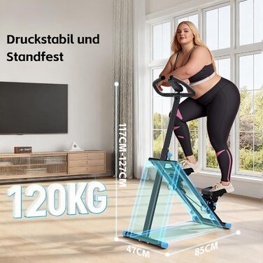 Вертикальний степер Mdeam для дому з широким кроком, складаний, з ручками, для кардіотренувань, чорний