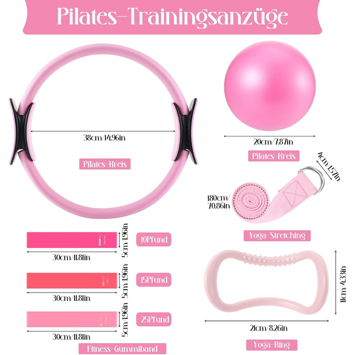 Набір для пілатесу: кільце, стрічки, м'яч, ключ, йога-гума для тренування корпусу
