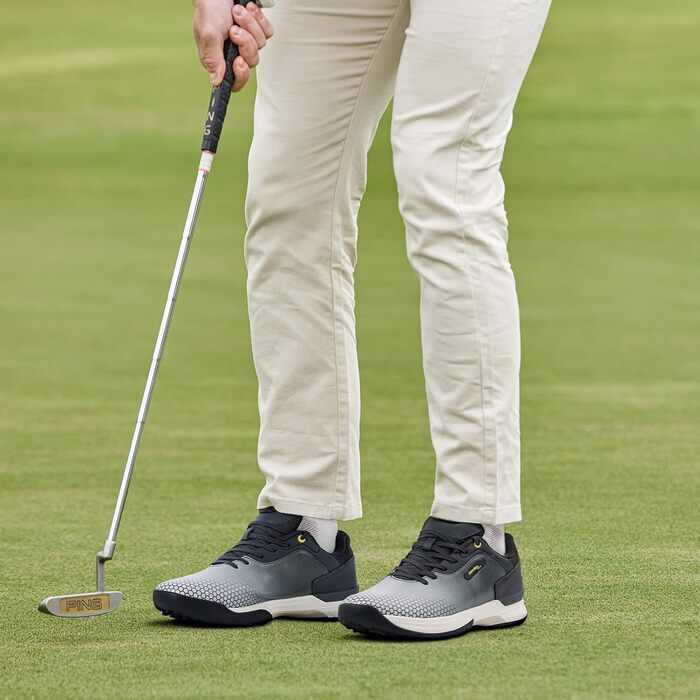 Гольф-взуття FitVille для чоловіків, широка модель, сіро-біле, розмір 40-49, X-широке, дихаюче, на шнурівці