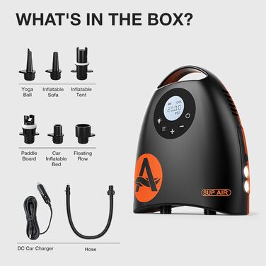Електрична повітряна помпа 20 PSI для SUP дошок, автоматична помпа високого тиску з автороз'ємом 12V