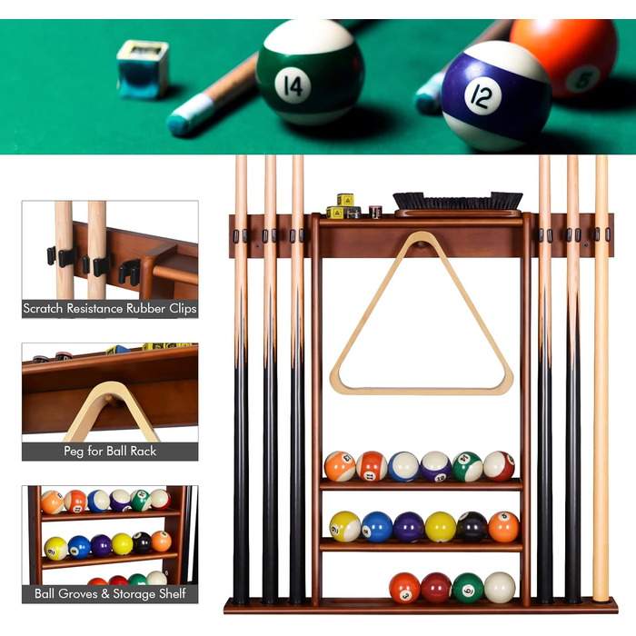 Підставка для бильків XCSOURCE: органайзер для 6 бильків та аксесуарів для більярдного столу