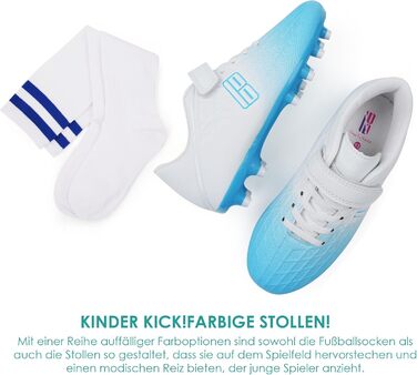 Дитячі футбольні бутси JABASIC для гри на твердих поверхнях, розмір 28 EU, біло-блакитні, з футболковими шкарпетками
