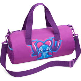 Дитяча спортивна сумка Disney Stitch, 40x20x20 см, з боковими кишенями та регульованим ременем, лілова
